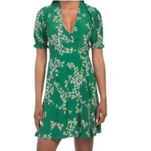 Faithful The brand Green Floral Wrap Mini Dress Sz 4